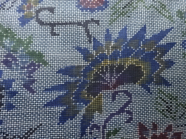 JAPANESE KIMONO / ANTIQUE KIMONO / SILK / DORO OSHIMA TSUMUGI (5 maruki) / WOVEN FLORAL SARASA